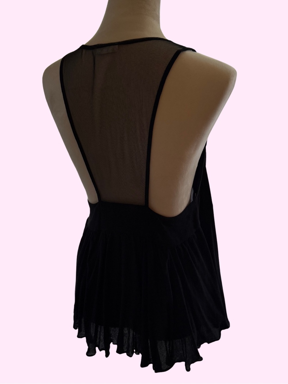 Intimately by Free People Black Marble Tank Top - S - Mesh Cutout - Picture 3 of 5
